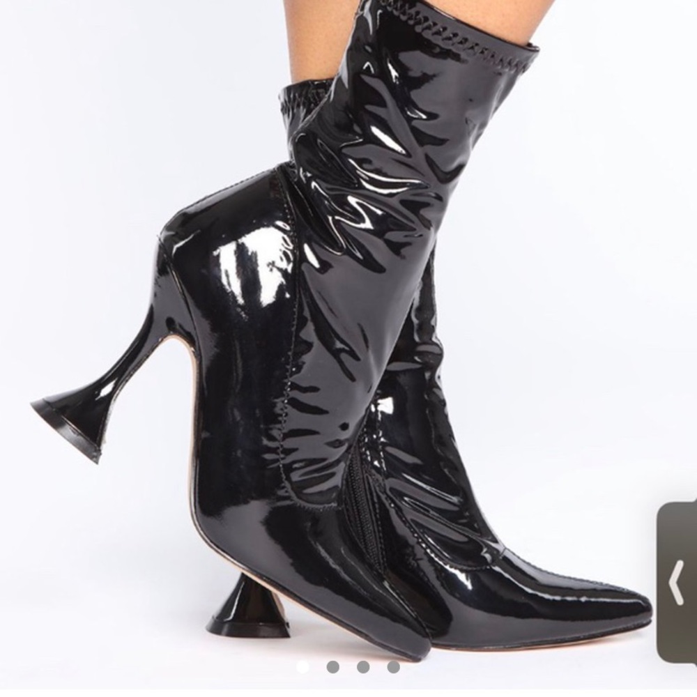 Faux leather fitted booties